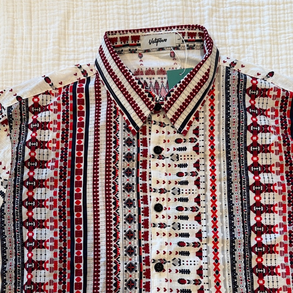 Multicolor Patterned Button Down Shirt - Picture 2 of 8